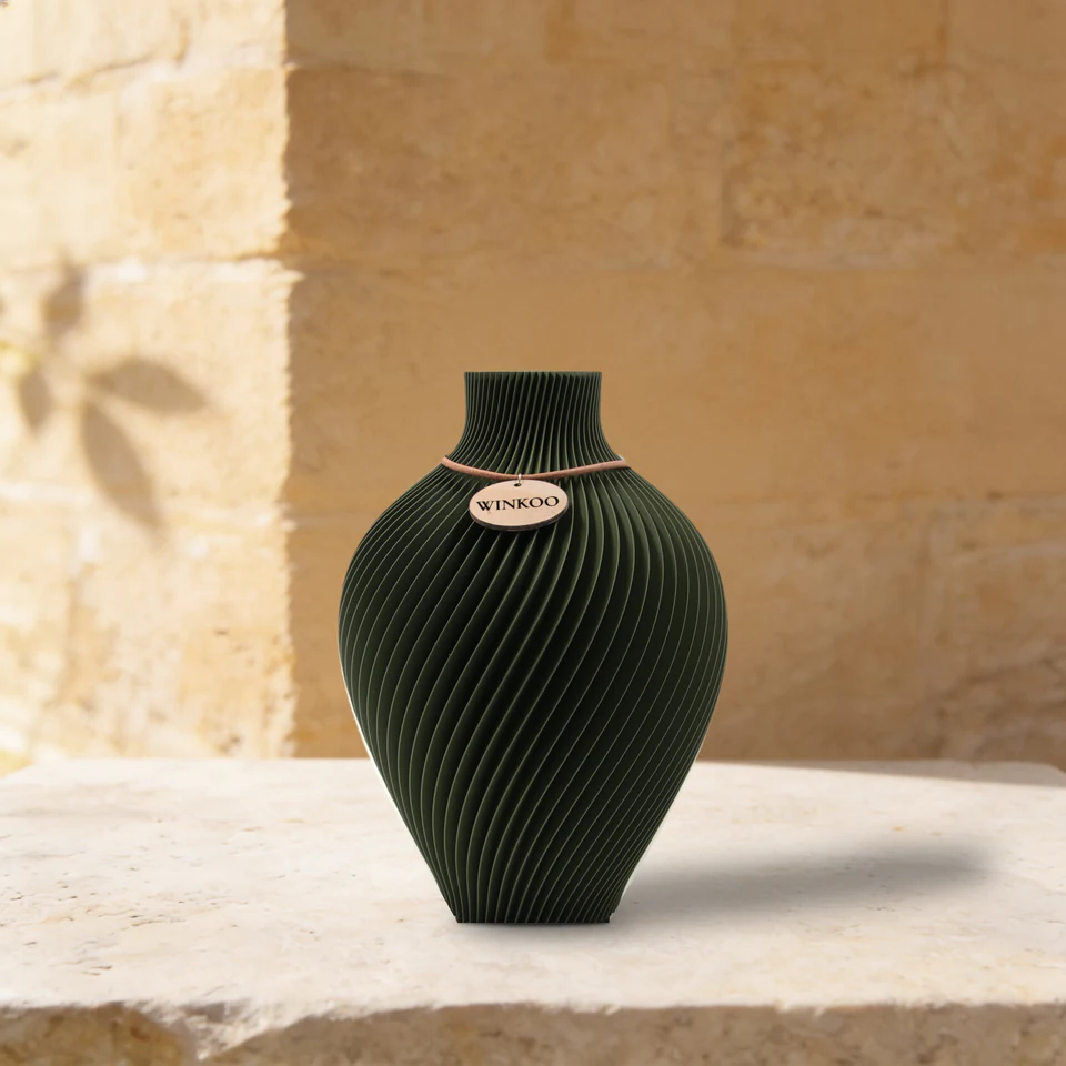 Noma sculptural vase in Army Green by WINKOO
