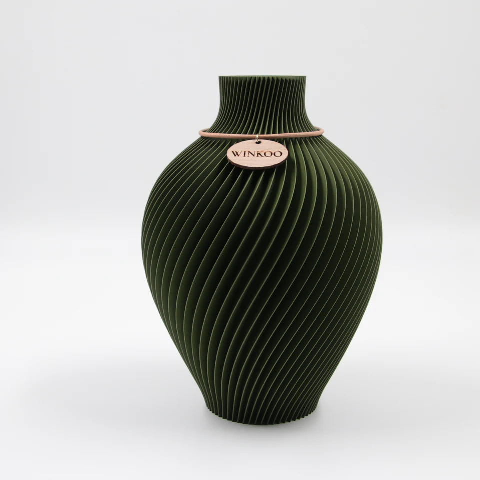 Noma sculptural vase in Moss Green by WINKOO