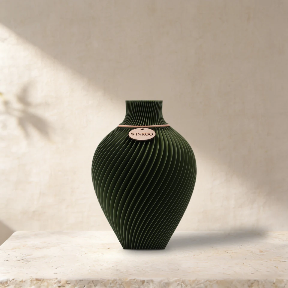 Noma sculptural vase in Moss Green by WINKOO