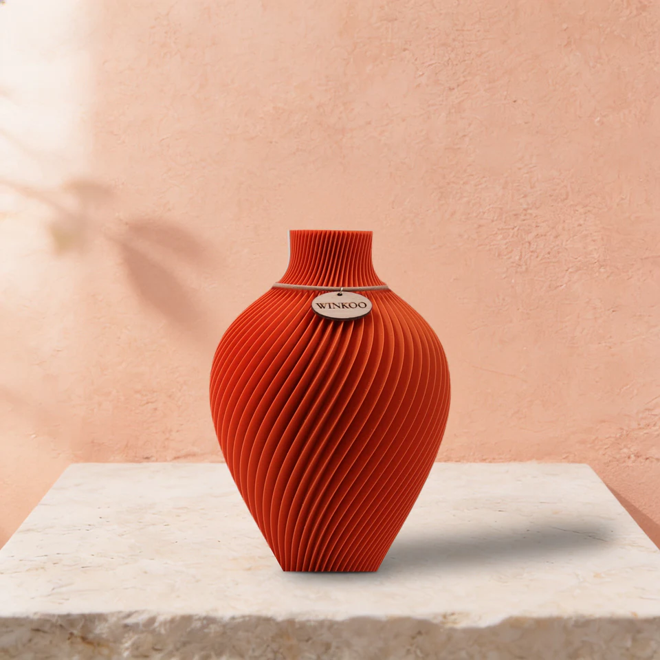 Noma sculptural vase in Sunlit Terracotta by WINKOO