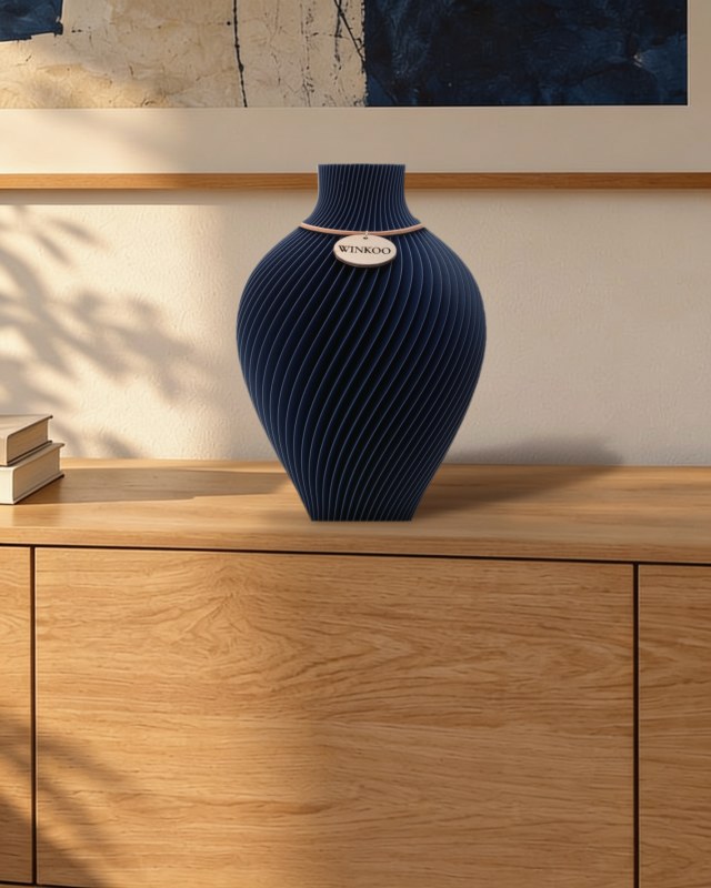 The same sideboard with one Royal Blue Noma picking up the blue in the print