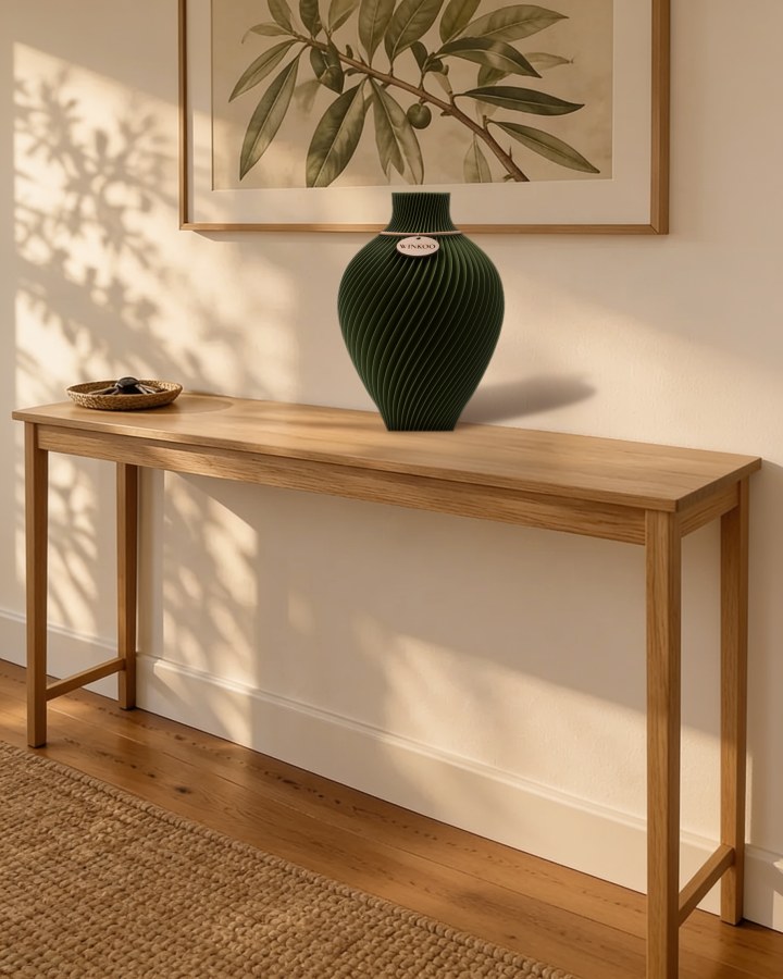 One large Moss Green Noma vase on a hallway console
